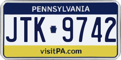 PA license plate JTK9742