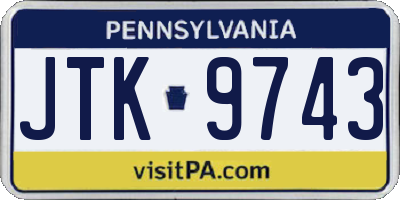PA license plate JTK9743