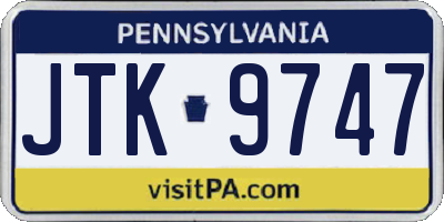 PA license plate JTK9747