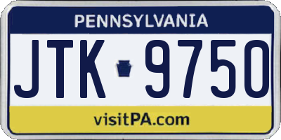 PA license plate JTK9750