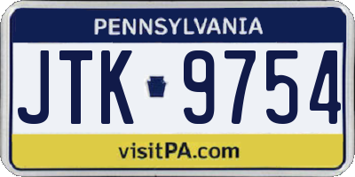 PA license plate JTK9754