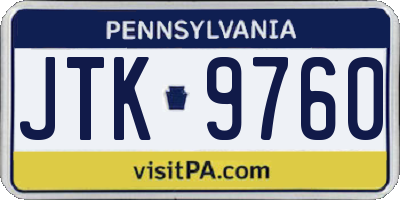 PA license plate JTK9760