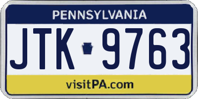 PA license plate JTK9763