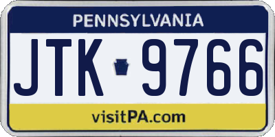 PA license plate JTK9766