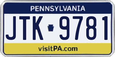 PA license plate JTK9781