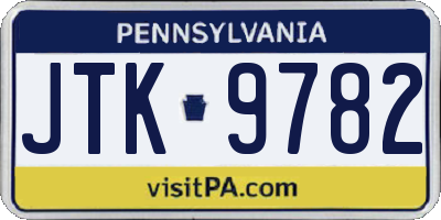 PA license plate JTK9782