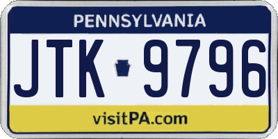 PA license plate JTK9796