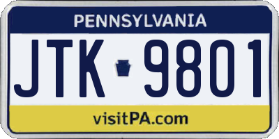 PA license plate JTK9801
