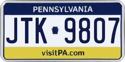 PA license plate JTK9807