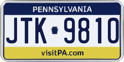 PA license plate JTK9810