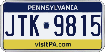 PA license plate JTK9815