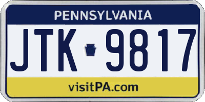 PA license plate JTK9817