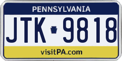 PA license plate JTK9818