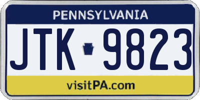 PA license plate JTK9823