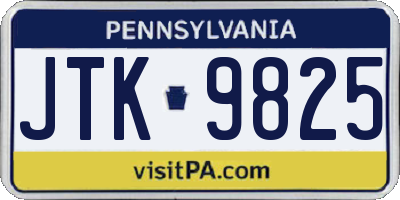 PA license plate JTK9825