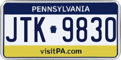 PA license plate JTK9830