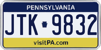 PA license plate JTK9832