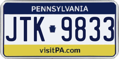 PA license plate JTK9833