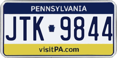 PA license plate JTK9844