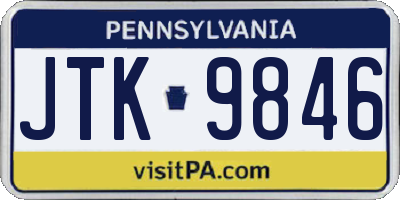 PA license plate JTK9846