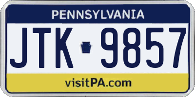 PA license plate JTK9857