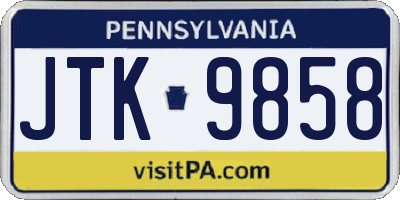 PA license plate JTK9858