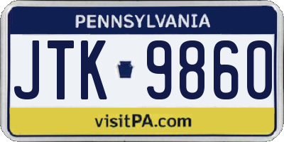 PA license plate JTK9860