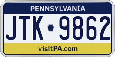 PA license plate JTK9862