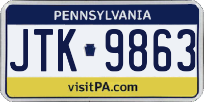 PA license plate JTK9863