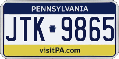 PA license plate JTK9865