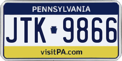PA license plate JTK9866