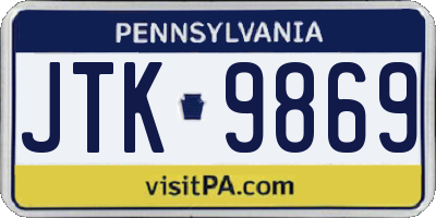 PA license plate JTK9869