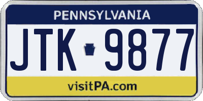 PA license plate JTK9877