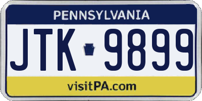 PA license plate JTK9899