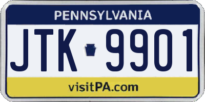 PA license plate JTK9901