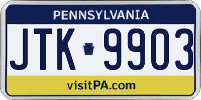 PA license plate JTK9903