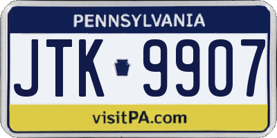 PA license plate JTK9907