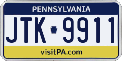 PA license plate JTK9911