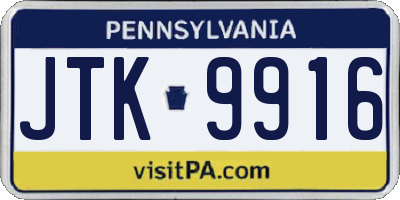 PA license plate JTK9916