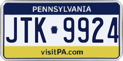 PA license plate JTK9924