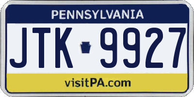 PA license plate JTK9927
