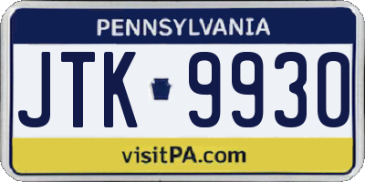 PA license plate JTK9930