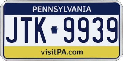 PA license plate JTK9939