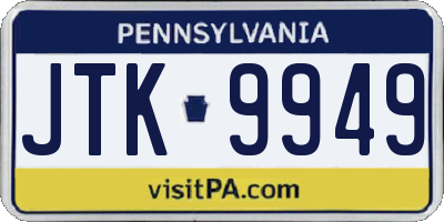 PA license plate JTK9949