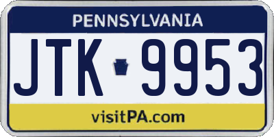 PA license plate JTK9953