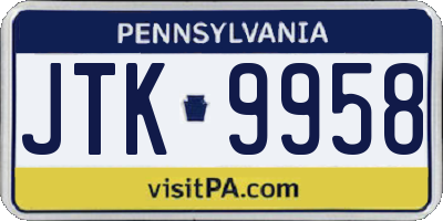 PA license plate JTK9958