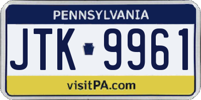 PA license plate JTK9961