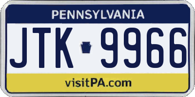 PA license plate JTK9966