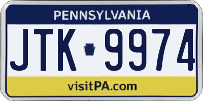 PA license plate JTK9974