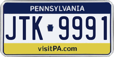 PA license plate JTK9991